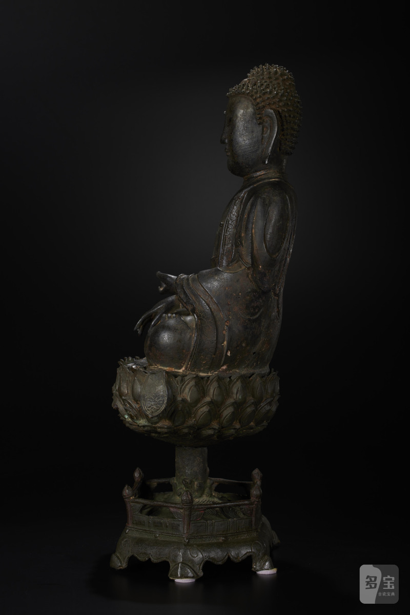 明代  铜莲花座佛像 - 图5